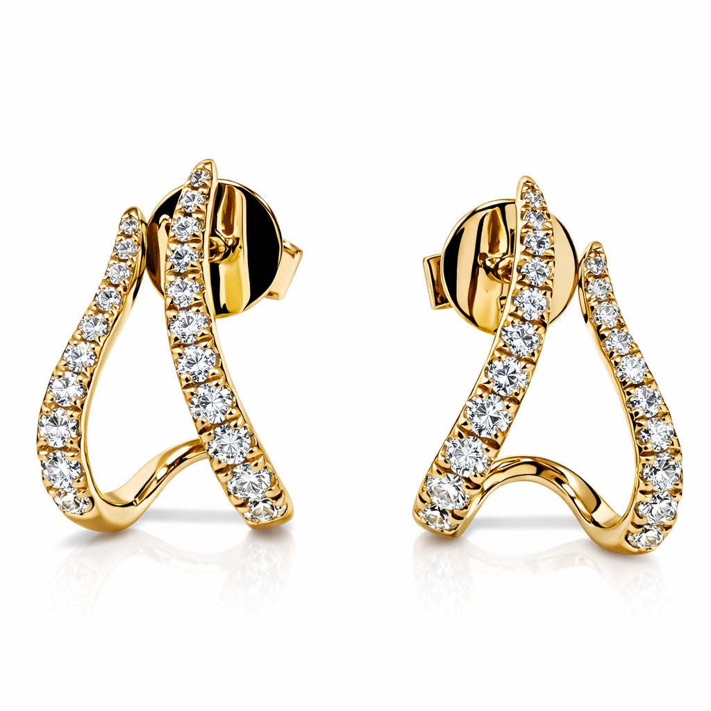 14K Yellow Gold Diamond Sculptural Earrings