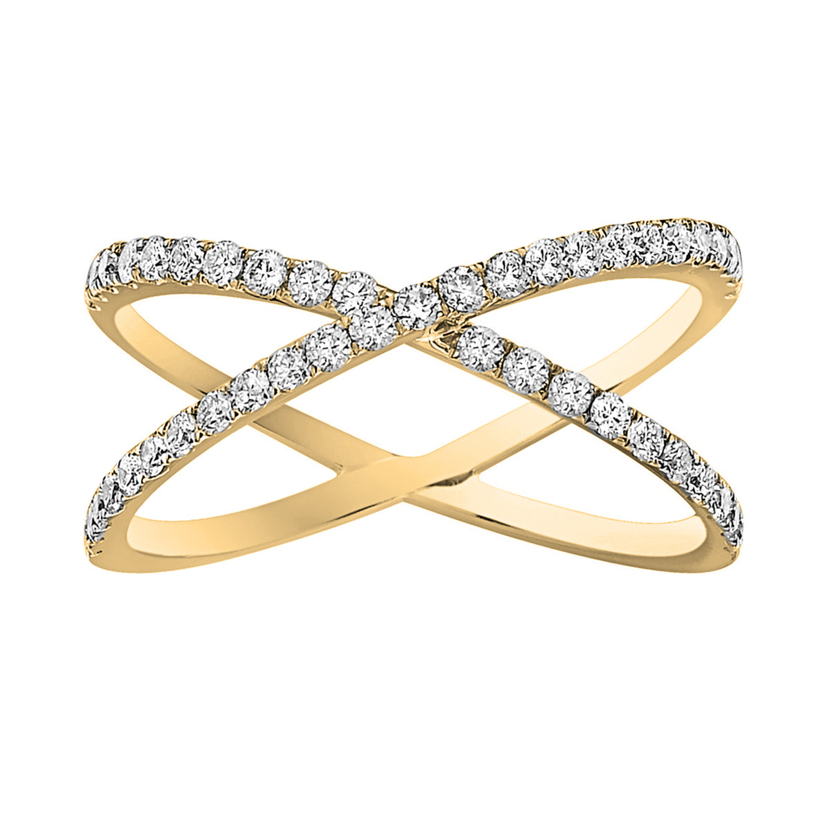 14K Yellow Gold Diamond Crisscross Ring