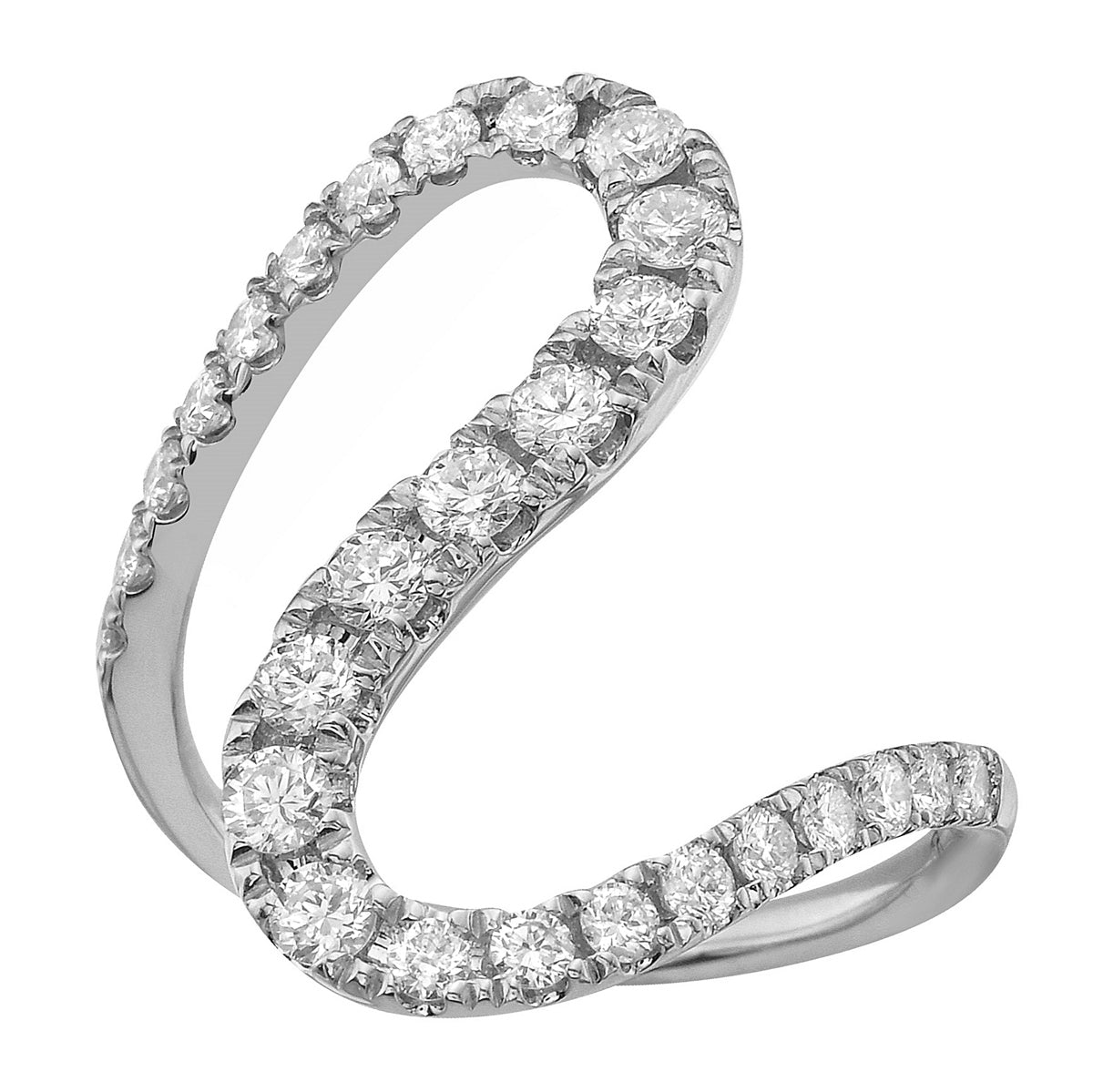 14K White Gold Diamond Curve Ring