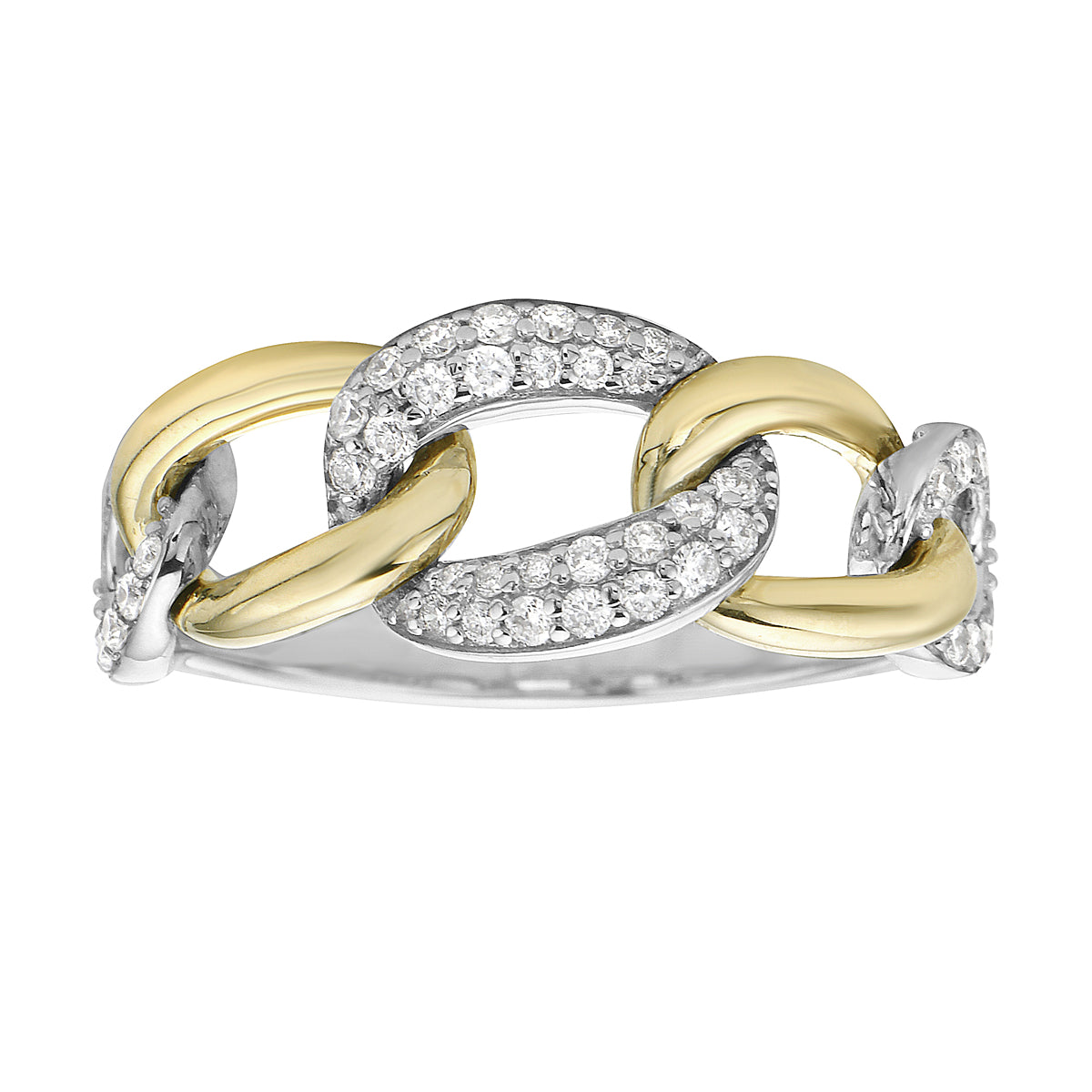 14K Two-Tone Pavé Diamond Link Band