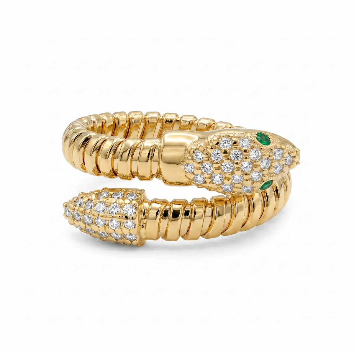 14K Yellow Gold Diamond Serpent Flexible Ring