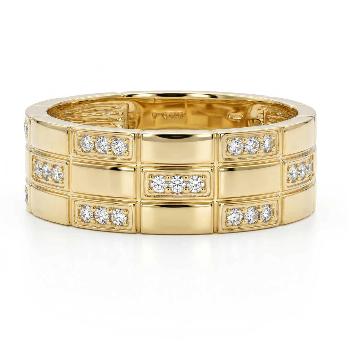 14K Yellow Gold Diamond Geometric Band