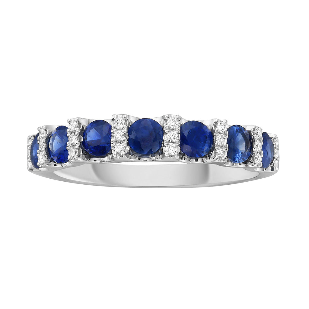 14K White Gold Sapphire & Diamond Band