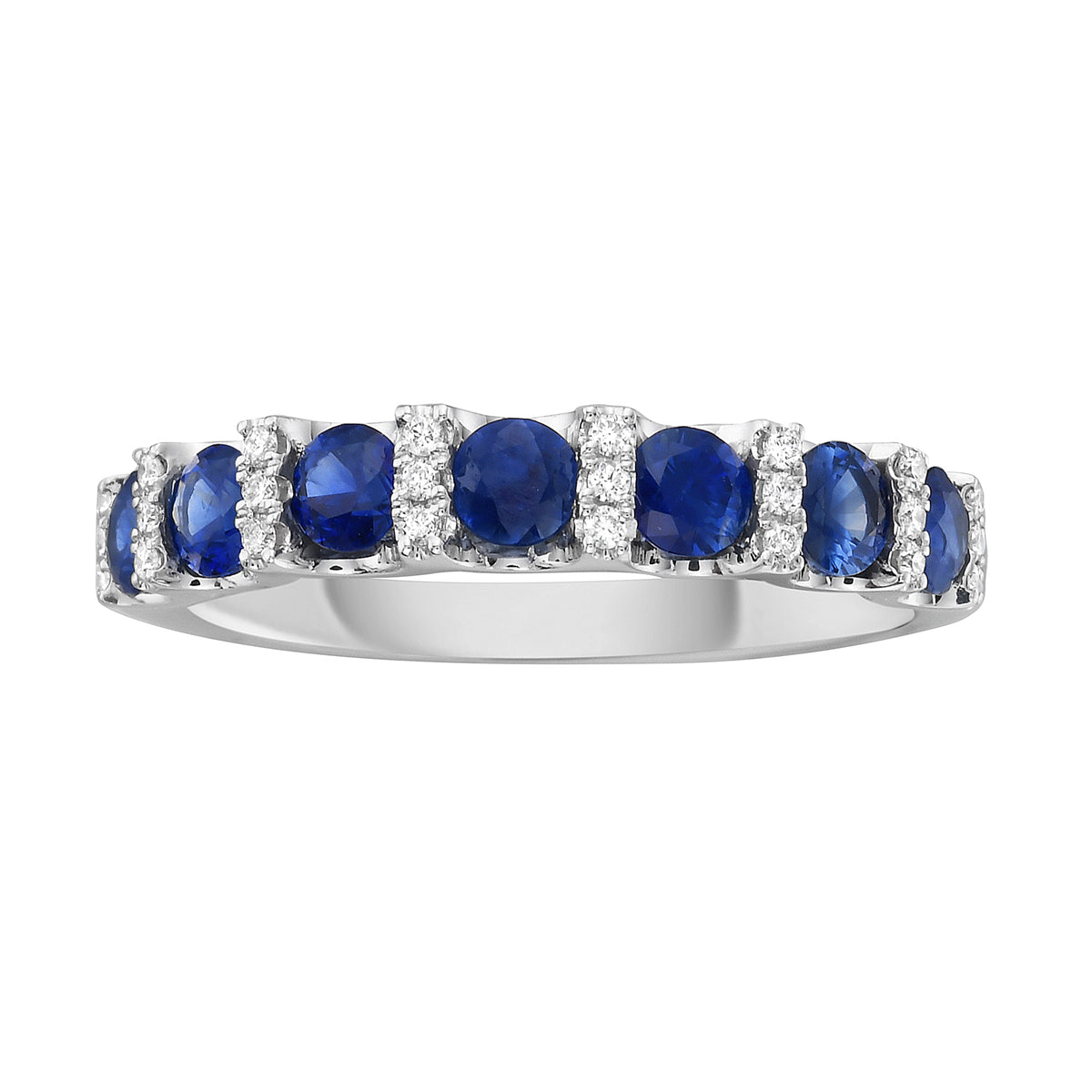 14K White Gold Sapphire & Diamond Band