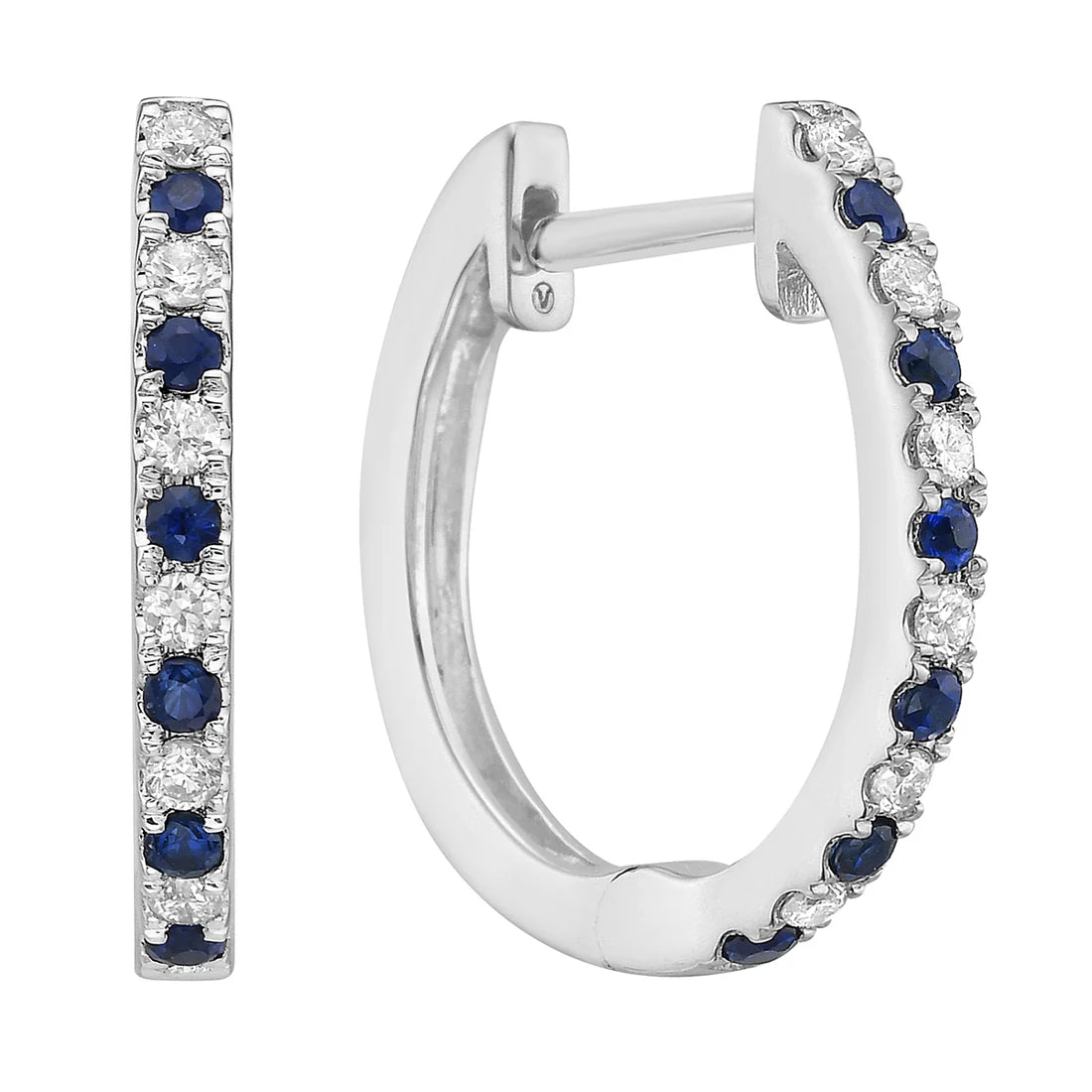 Sapphire & Diamond Huggie Hoop Earrings