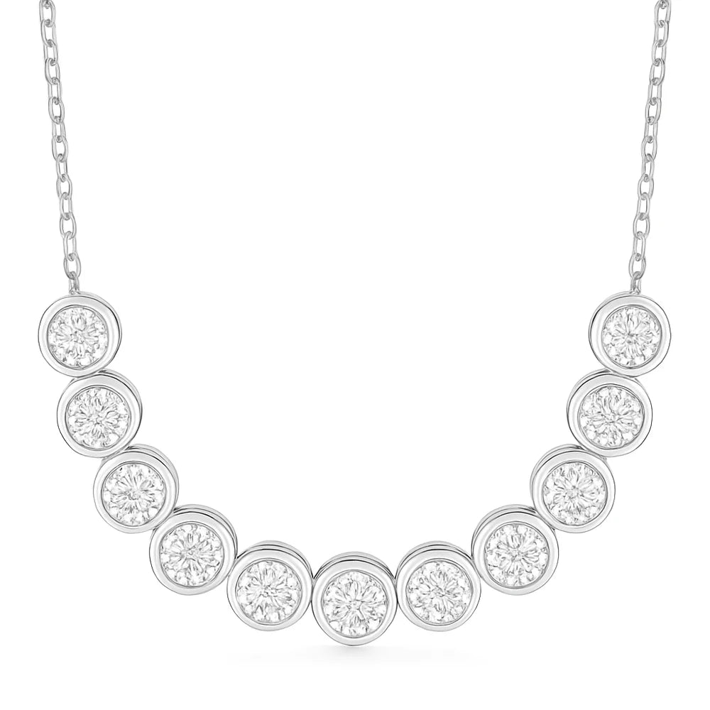 14K White Gold Illusion Bezel-Set Diamond Necklace