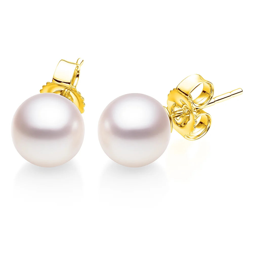 14K Yellow Gold 8.5 - 9 mm Freshwater Pearl Stud Earrings