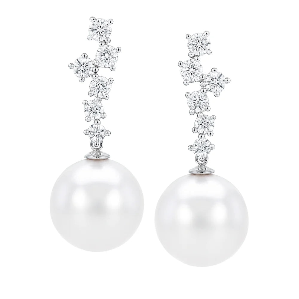South Sea Pearl & Diamond Drop Earrings