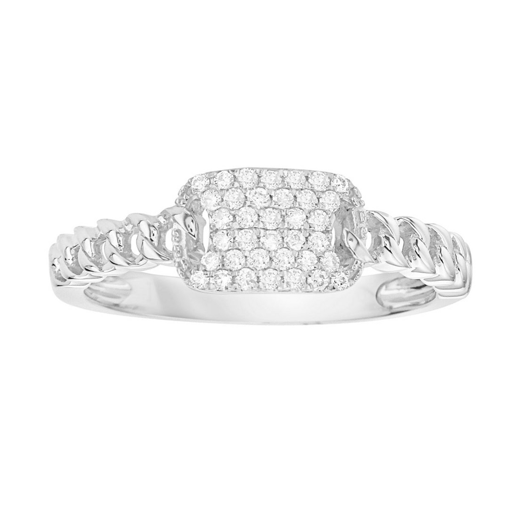 14K White Gold Pavé Diamond Link Ring