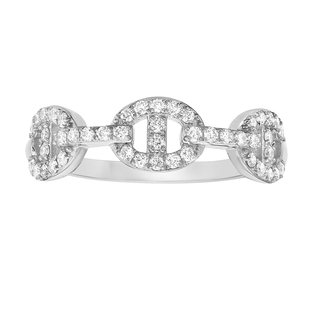 14K White Gold Diamond Link Ring