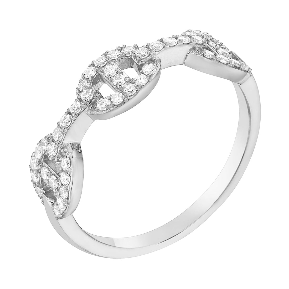 14K White Gold Diamond Link Ring