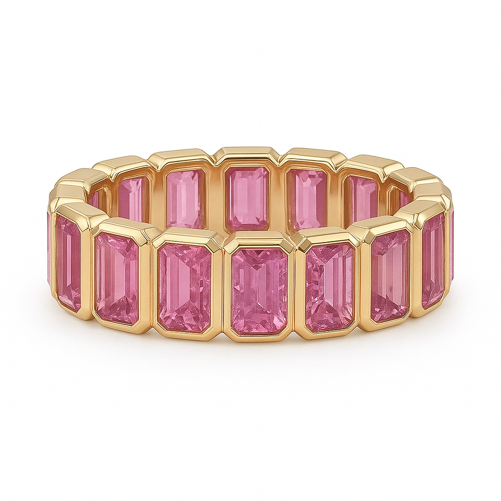 18K Rose Gold Pink Sapphire Eternity Band