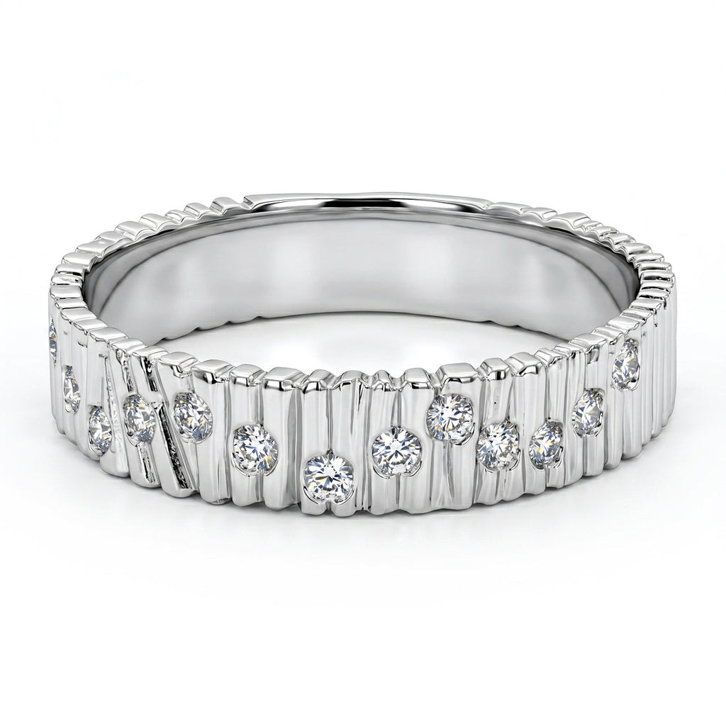 14K White Gold Burnish-Set Diamond Band