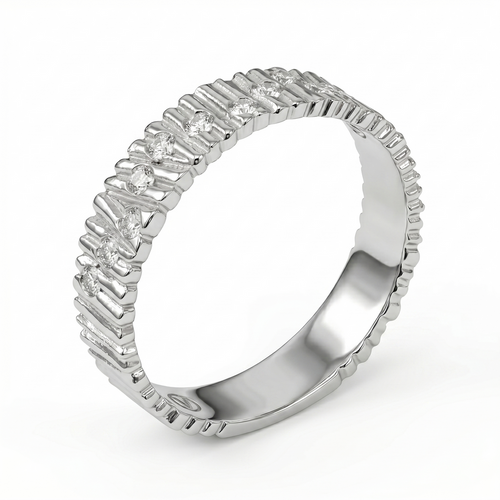 14K White Gold Burnish-Set Diamond Band