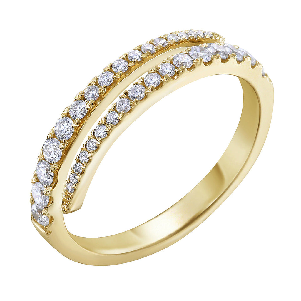 14K Yellow Gold Diamond Bypass Ring