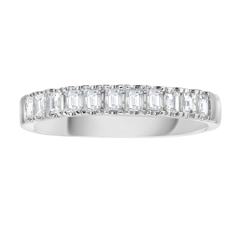 14K White Gold Straight Baguette Diamond Band