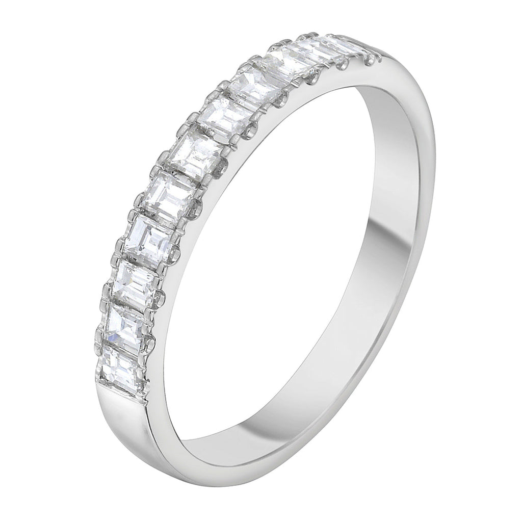14K White Gold Straight Baguette Diamond Band