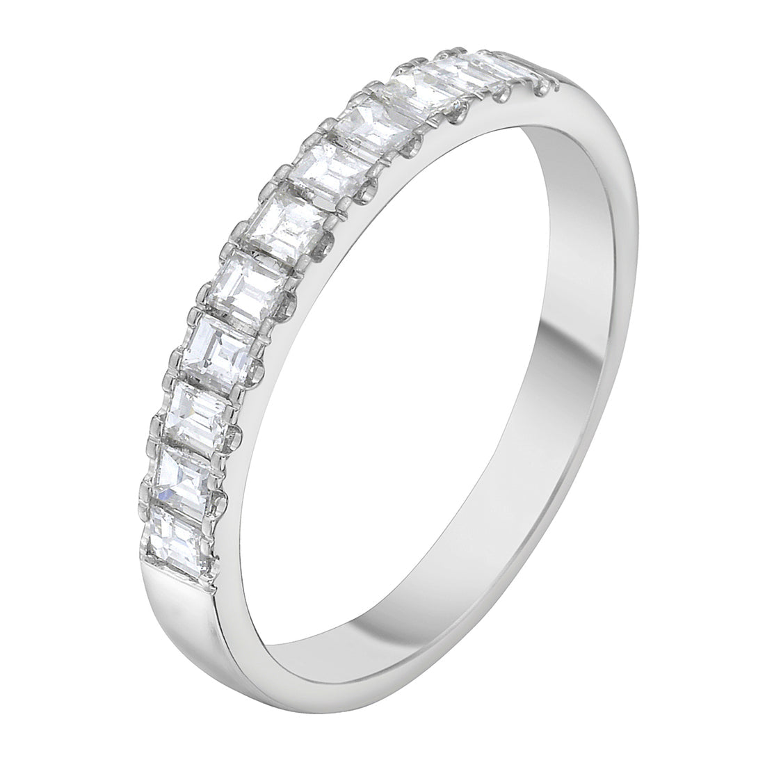 14K White Gold Straight Baguette Diamond Band