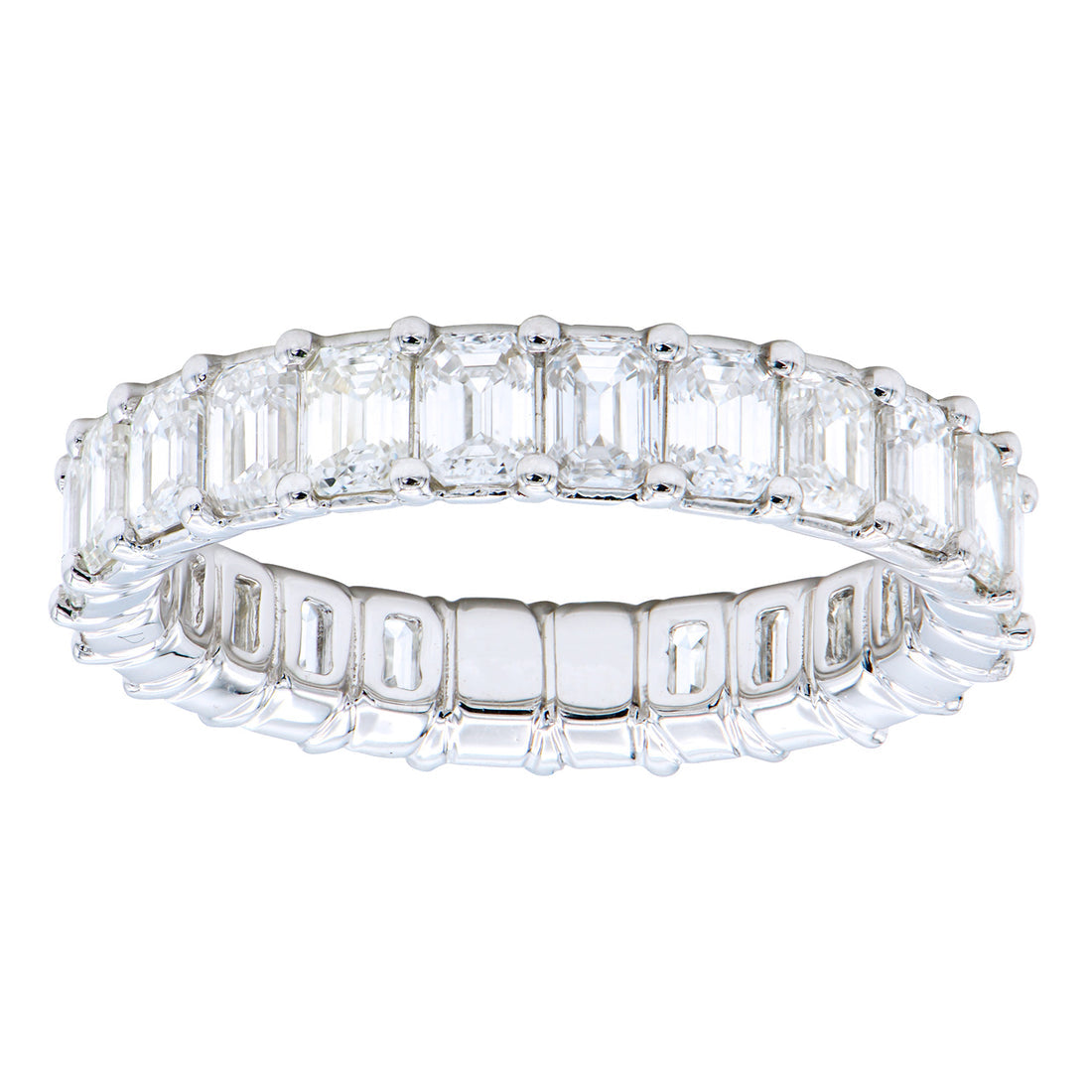 18K White Gold Emerald-Cut Diamond Eternity Band