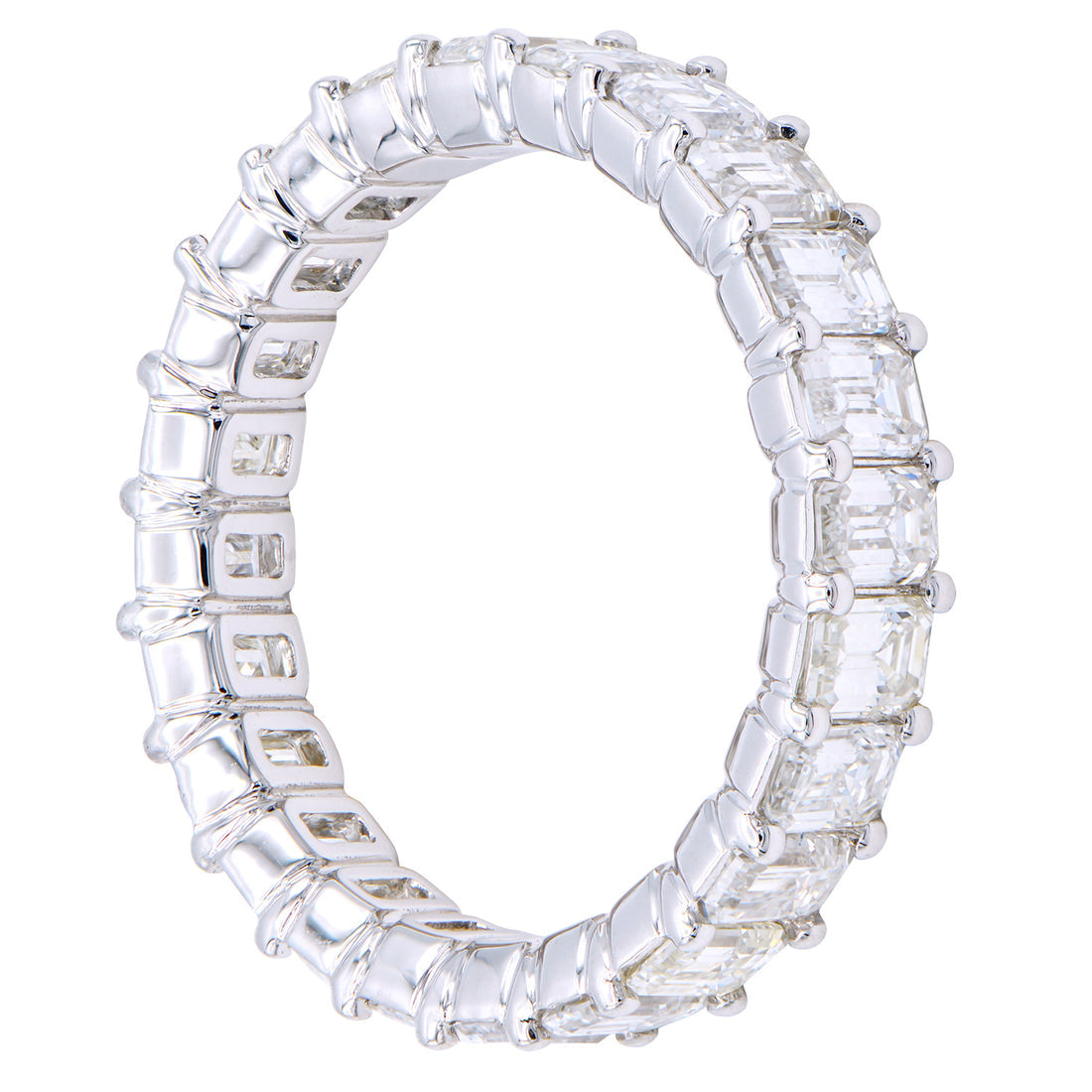 18K White Gold Emerald-Cut Diamond Eternity Band