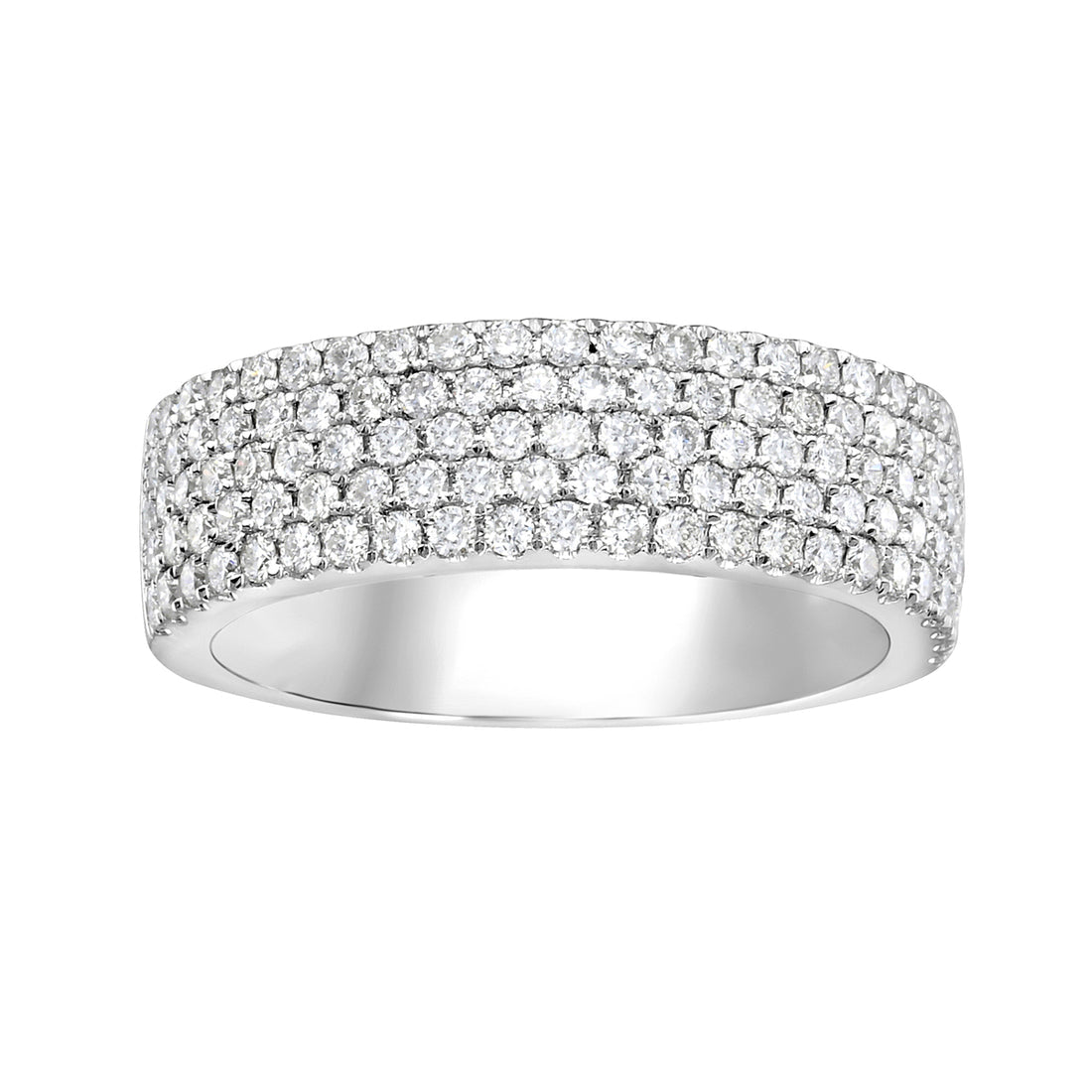 14K White Gold Five-Row Pavé Diamond Band