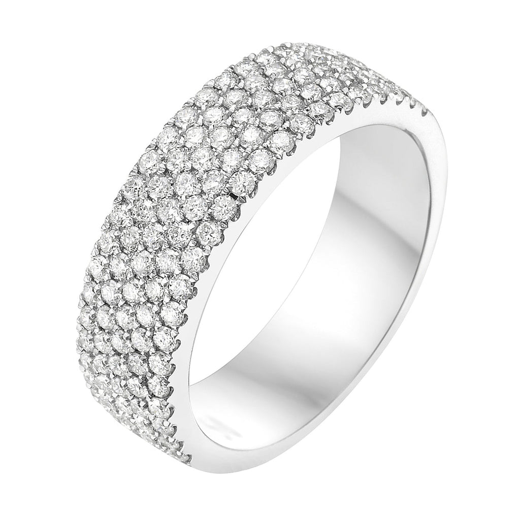 14K White Gold Five-Row Pavé Diamond Band