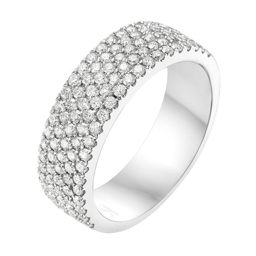 14K White Gold Five-Row Pavé Diamond Band