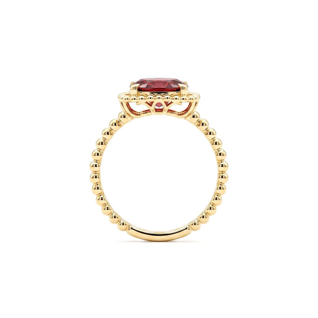 14K Yellow Gold Garnet & Diamond Halo Ring