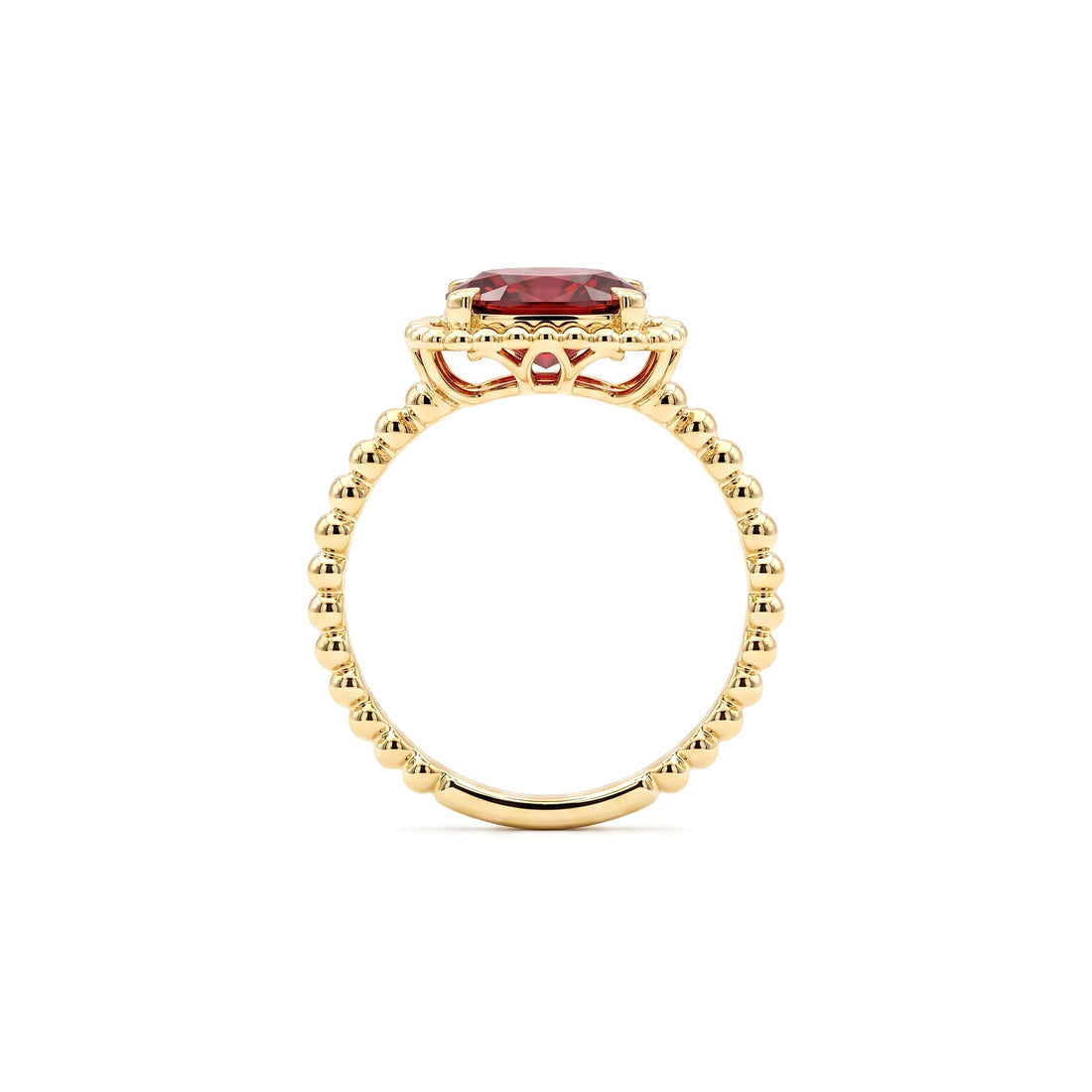 14K Yellow Gold Garnet & Diamond Halo Ring
