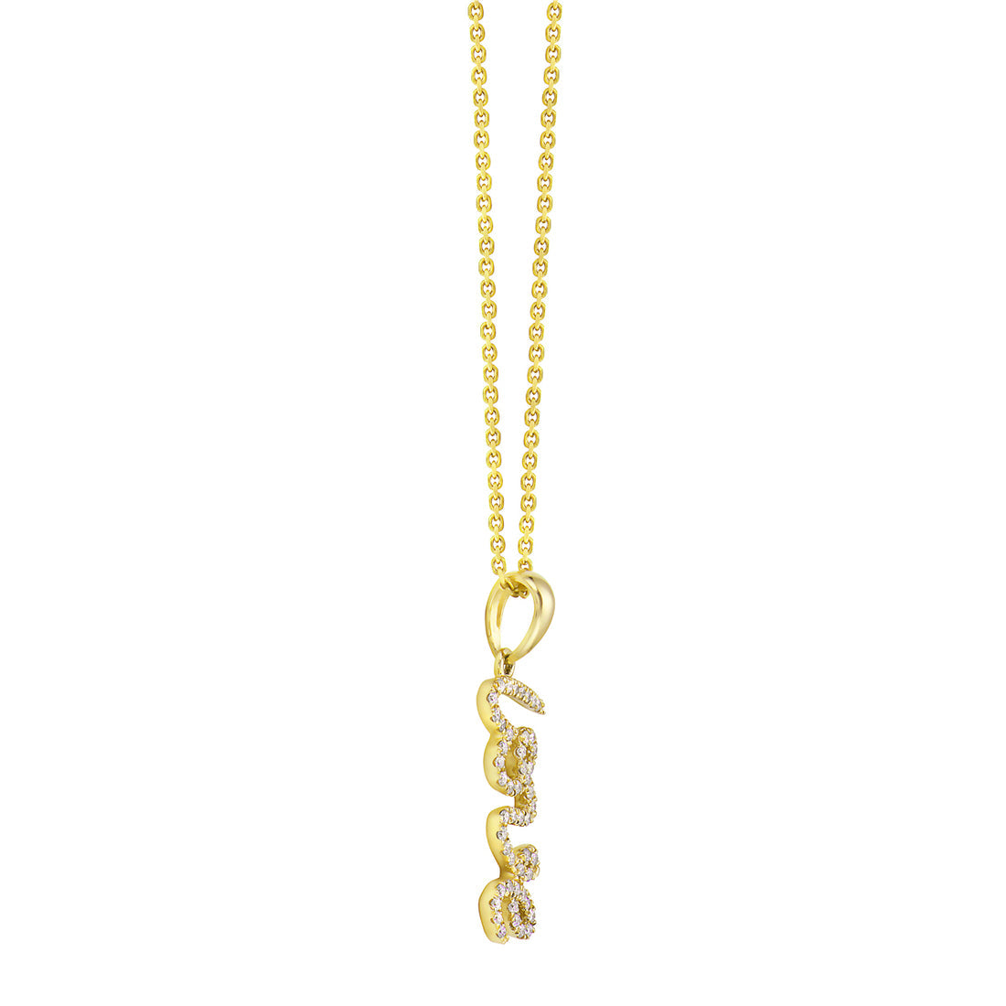 14K Yellow Gold Diamond “Love” Script Pendant