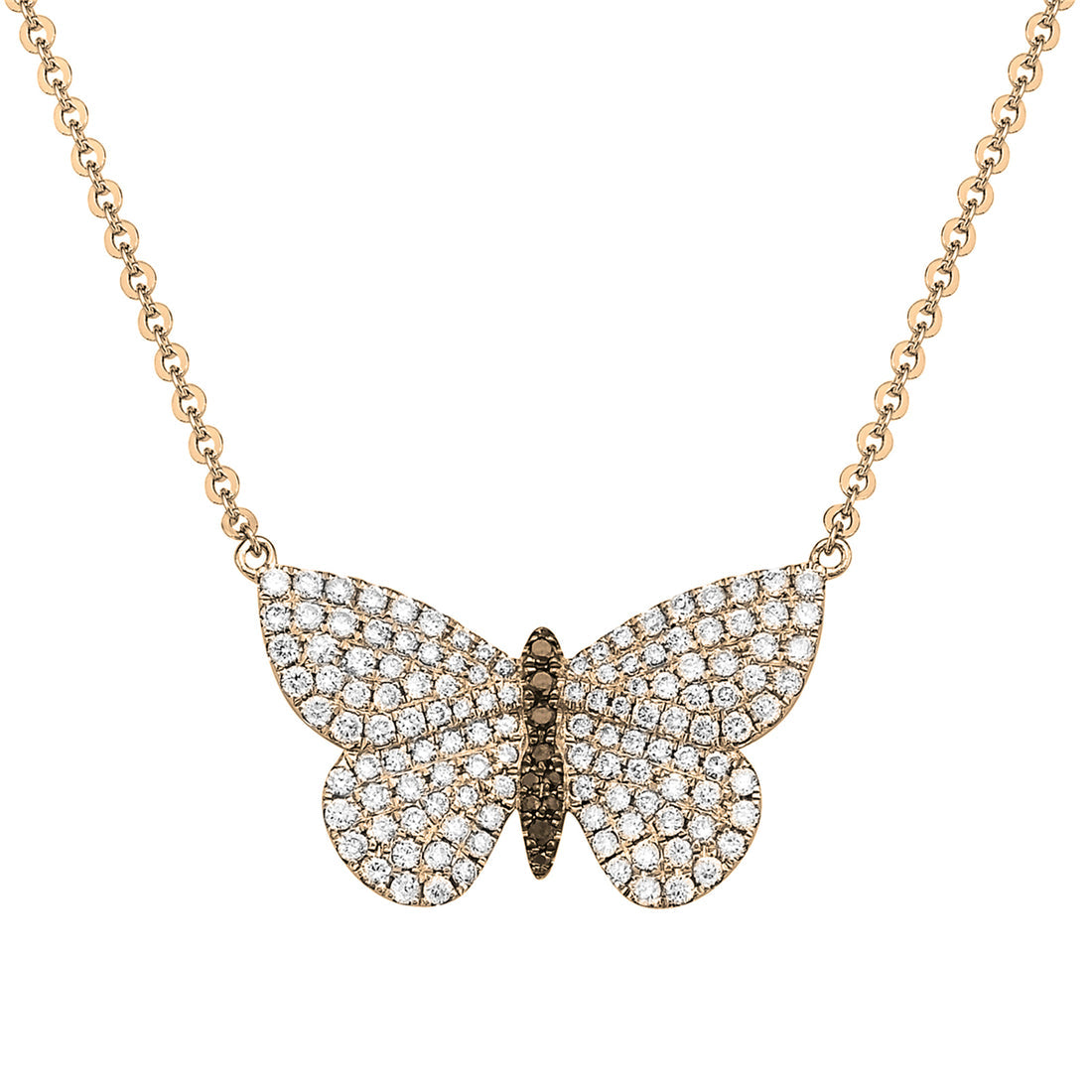14K Yellow Gold Diamond Butterfly Necklace