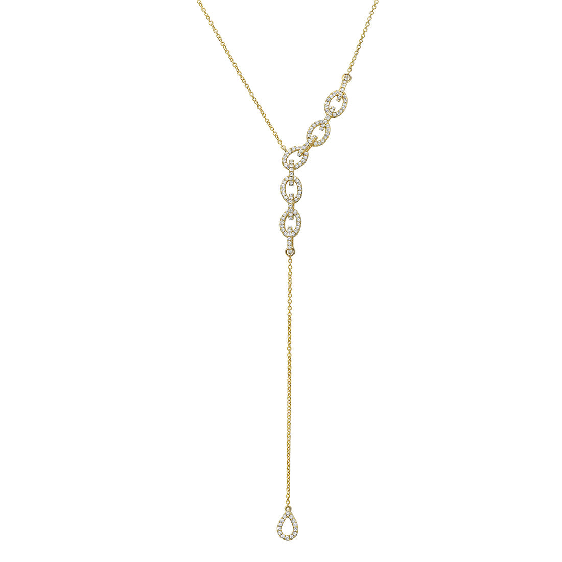 14K Yellow Gold Diamond Lariat Necklace