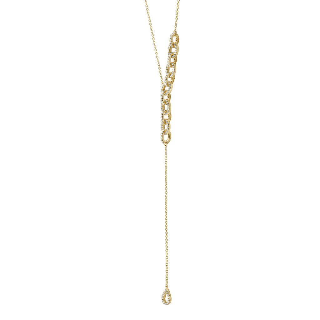 14K Yellow Gold Diamond Lariat Necklace