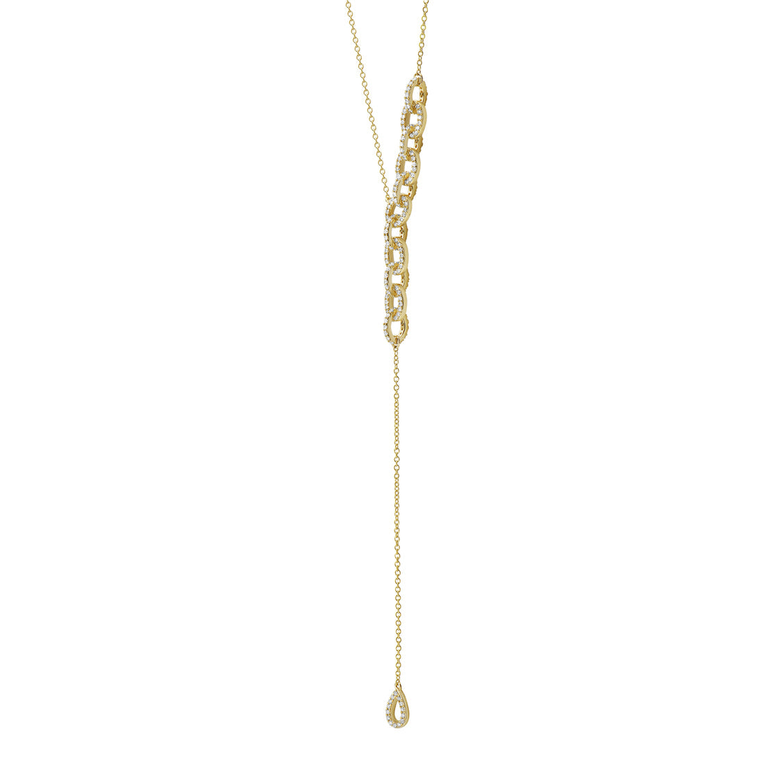 14K Yellow Gold Diamond Lariat Necklace