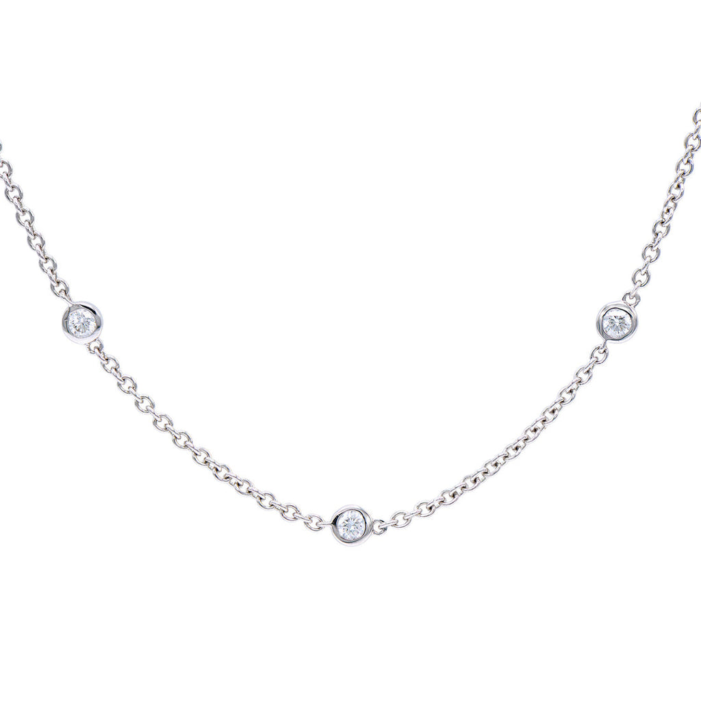 14K White Gold Bezel-Set Diamond Station Bracelet