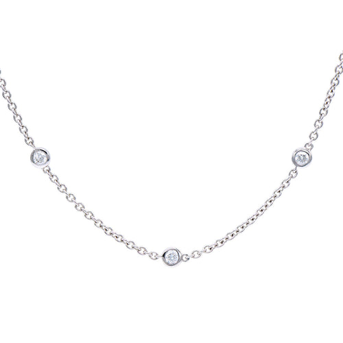 14K White Gold Bezel-Set Diamond Station Bracelet