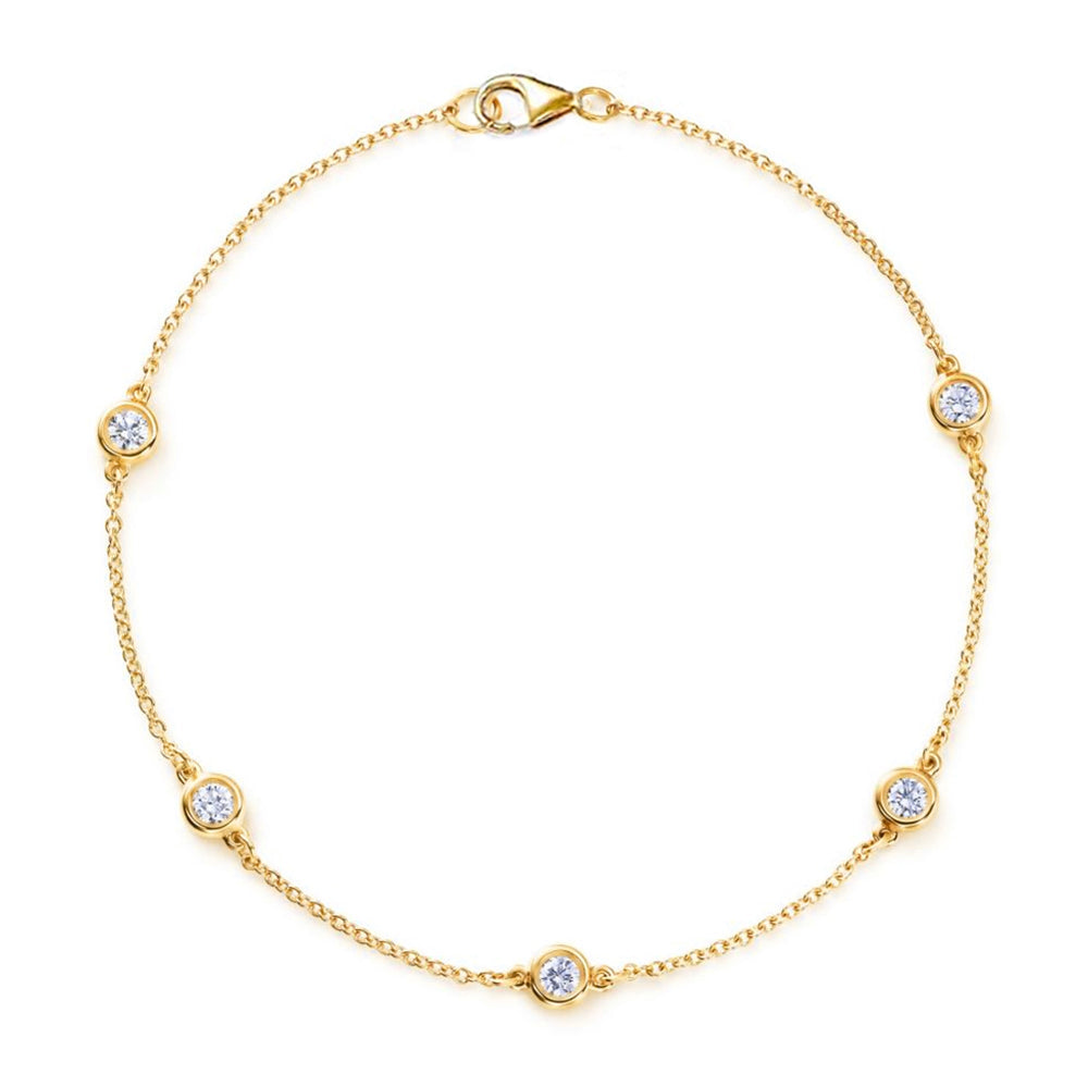 14K Yellow Gold Bezel-Set Diamond Station Bracelet