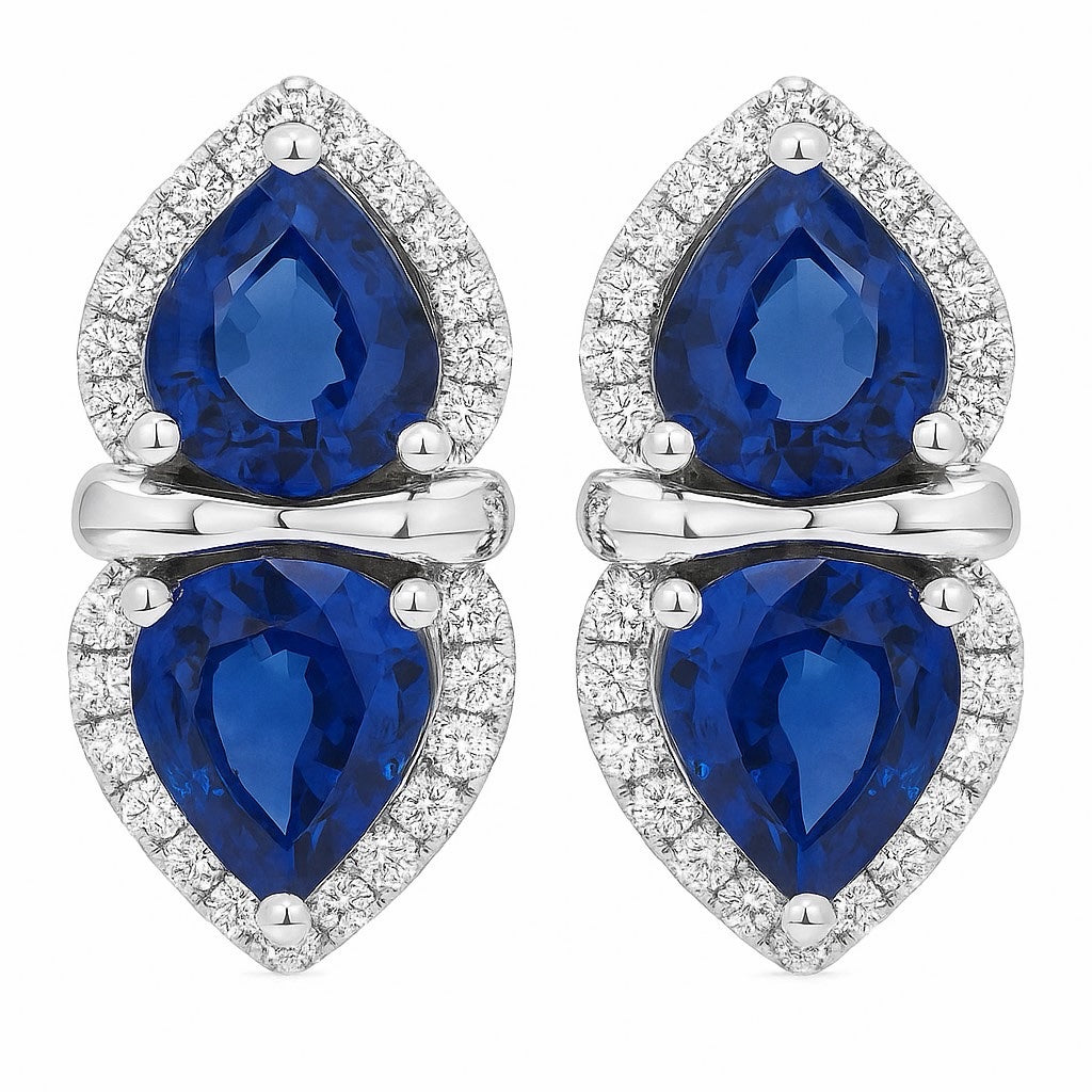 14k White Gold, Sapphire & Diamond Earrings